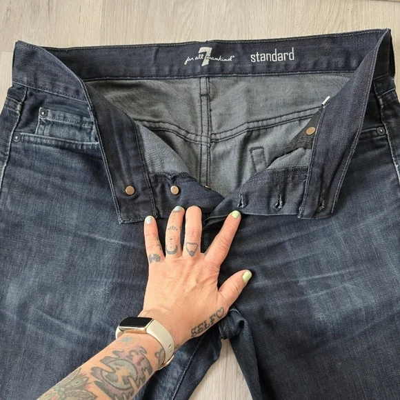 7 for Mankind | Standard dark indigo wash button-fly straight leg jeans MENS 32 - Picture 6 of 12